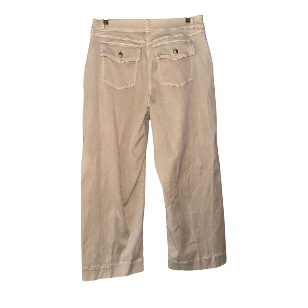 SPANX xl Tan Wide-Leg Cropped Pants Button Pockets For Women - Picture 3 of 8